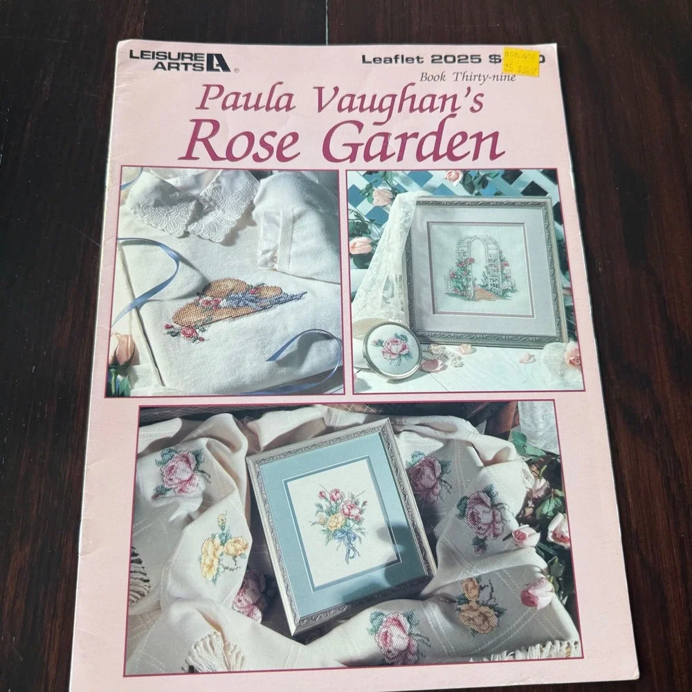 Vintage Cross Stitch Pattern Booklets Paula Vaughan Rose Garden Leisure Arts 3pc